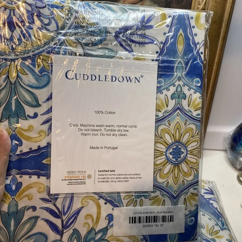 SET 4 Cuddledown Blue Medallion Full Duvet Cover 2 Std Shams 1 Standard Queen PC